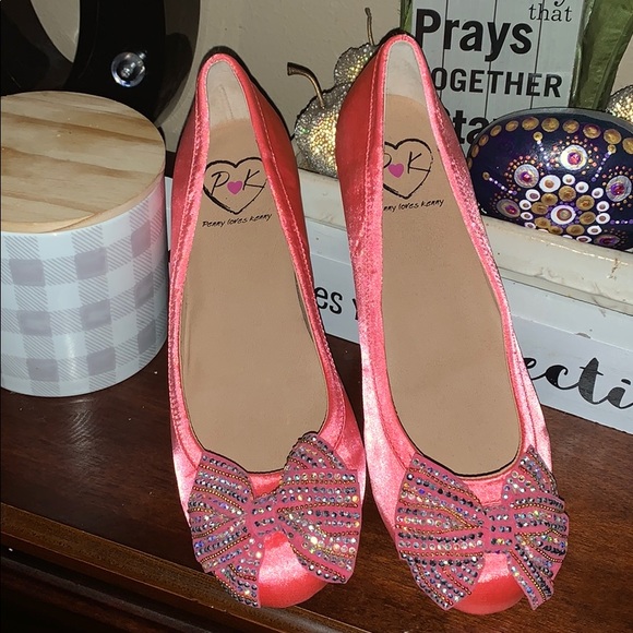 Penny Loves Kenny Shoes - Penny loves Kenny pink satin bow front ballet shoe